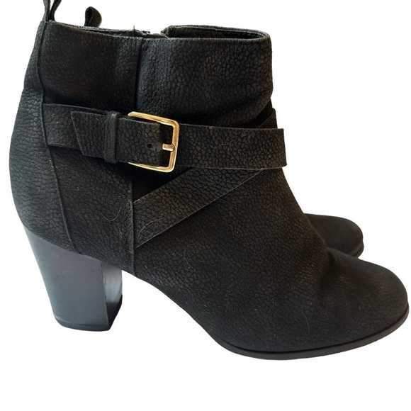 Cole Haan Hinckley Black Leather Buckle‎ Strap Stacked Heel Ankle Boots Size 7 - Picture 5 of 7